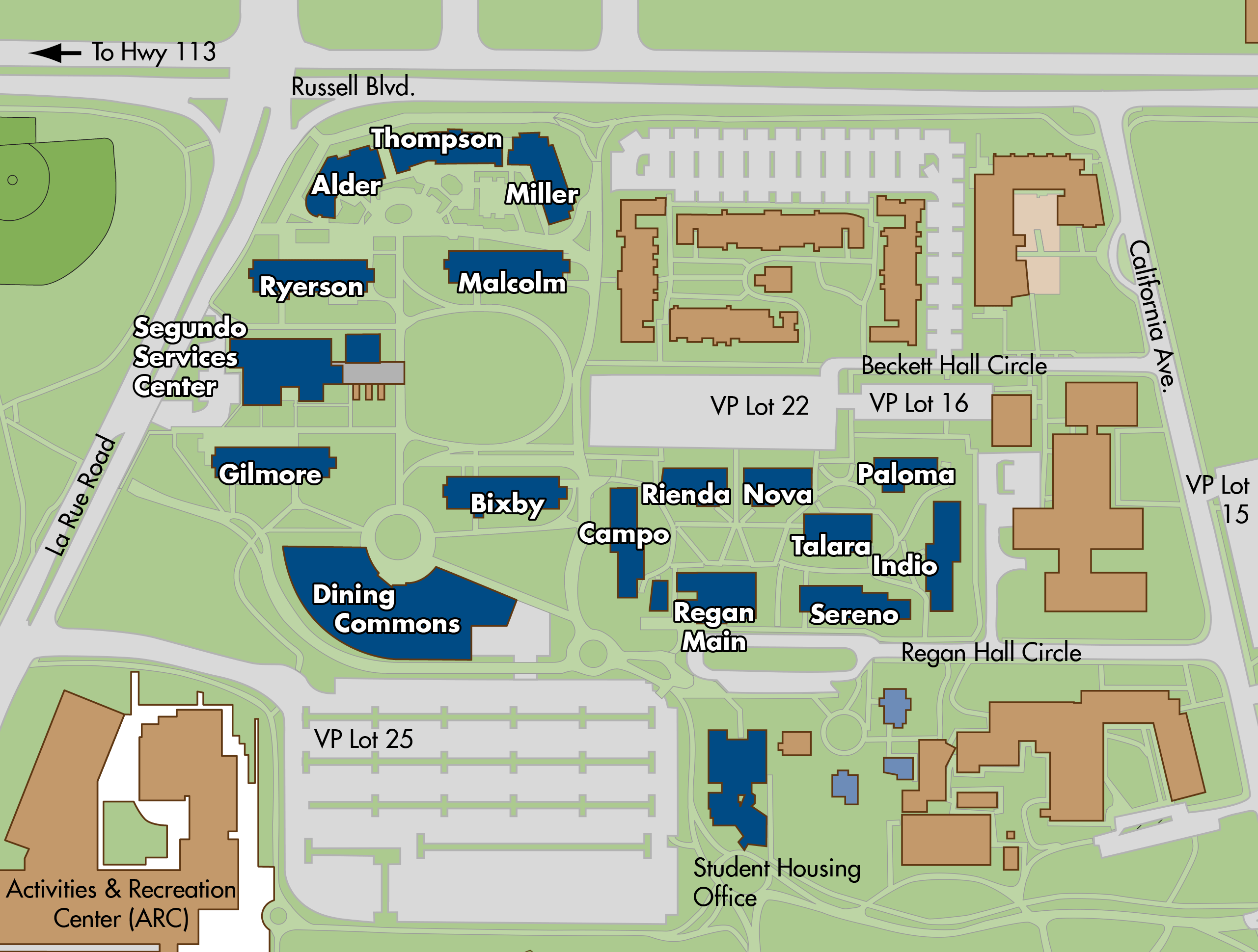 Segundo Residence Halls Map