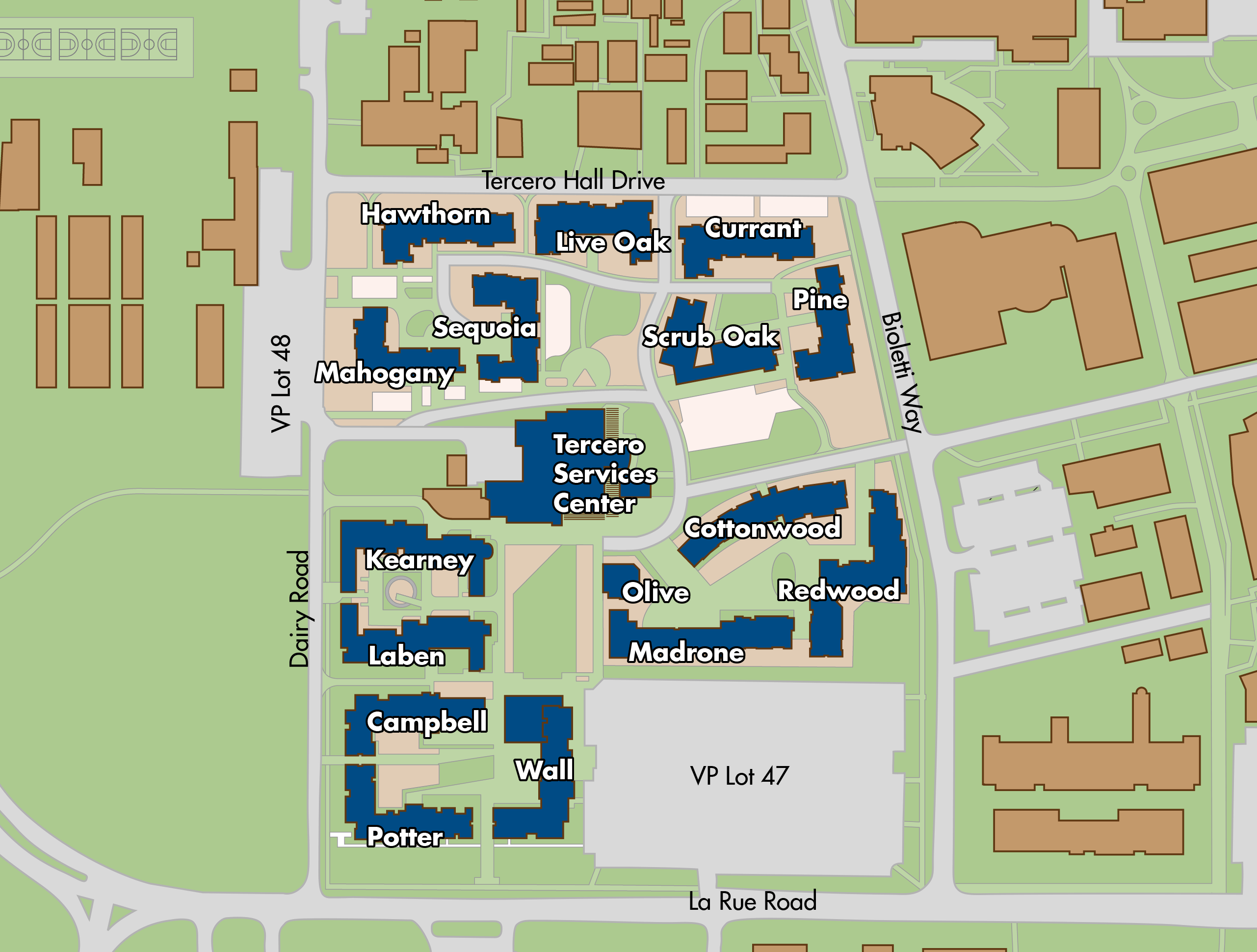 Tercero Residence Halls Map